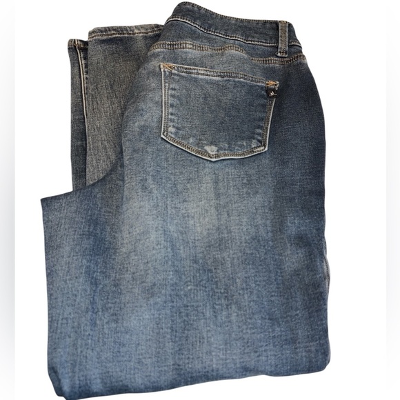 Maurices Denim - M Jeans by Maurices jeans high rise button/zip distressed w/plaid Sz lg regular